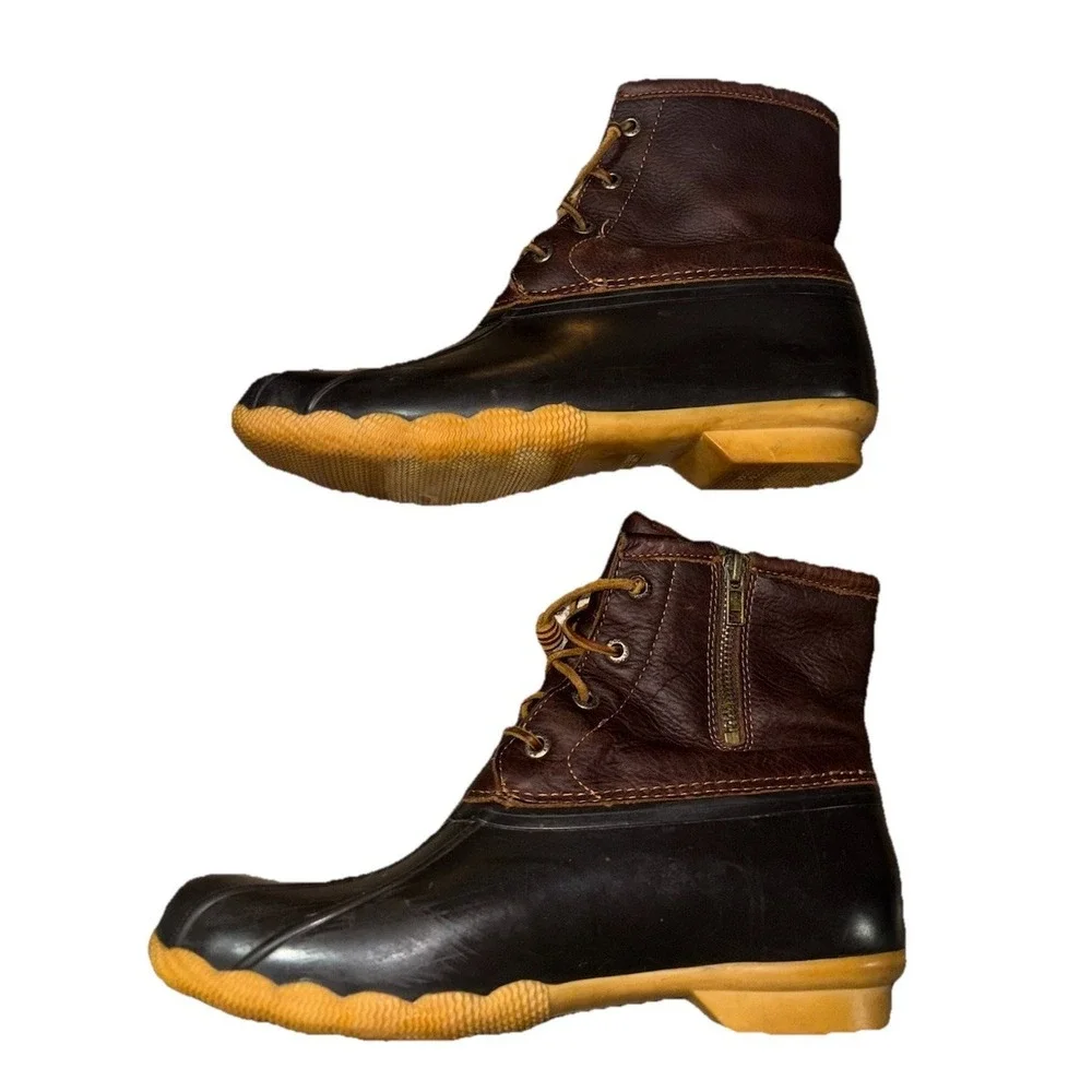 Sperry Top-Sider Women's Size 9.5 M Saltwater Duck Boots Tan Dark Brown STS91176